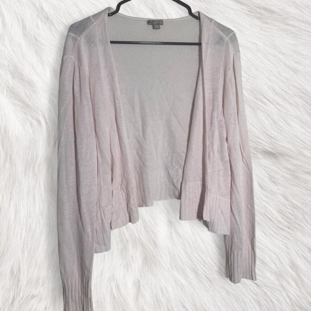 Fairycore BabyPink JJill linen cotton cardigan adorable delicate coquette vibes